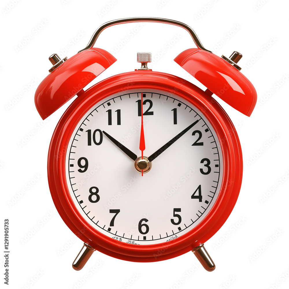 Red alarm clock isolated on a transparent background, PNG Red alarm clock isolated on a transparent background, PNG