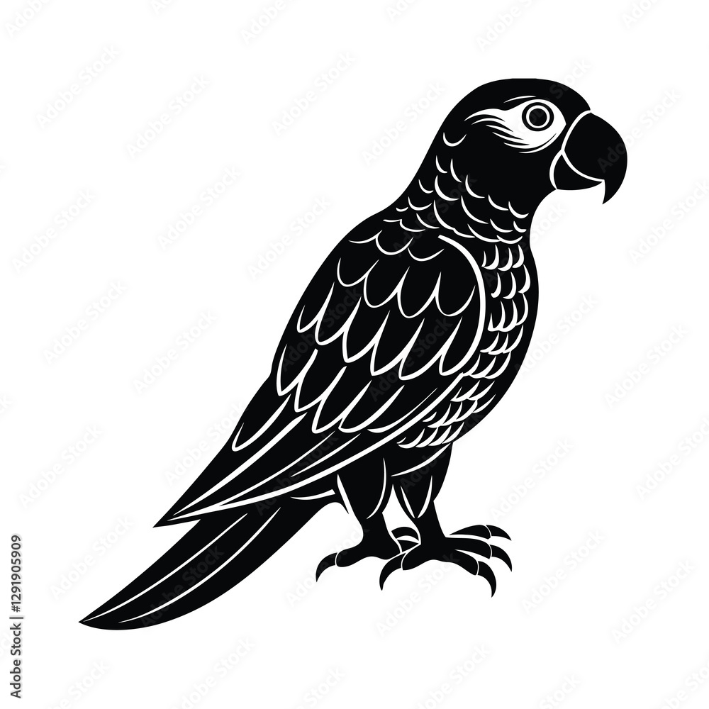 Fototapeta premium Siting parrot silhouette vector art and graphic 02
