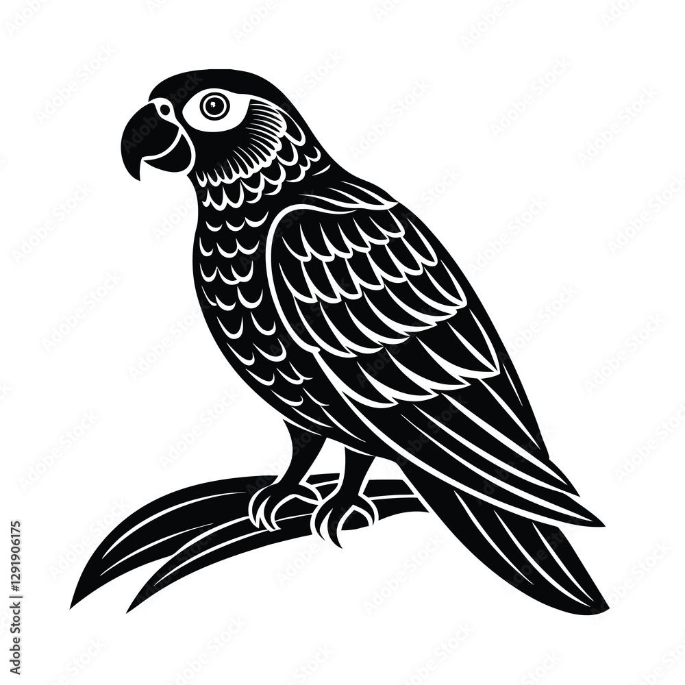 Fototapeta premium Siting parrot silhouette vector art and graphic 04