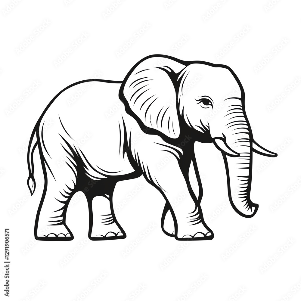 Obraz premium Majestic Elephant Line Art | Minimalist Wildlife PNG