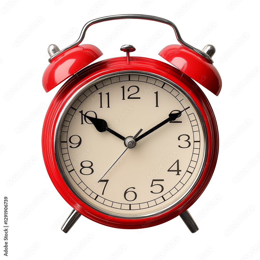 Red alarm clock isolated on a transparent background, PNG Red alarm clock isolated on a transparent background, PNG