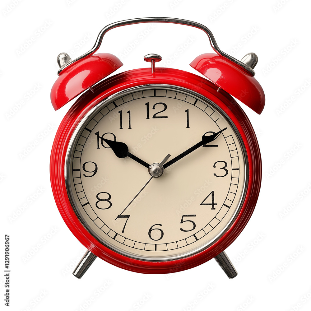 Red alarm clock isolated on a transparent background, PNG Red alarm clock isolated on a transparent background, PNG