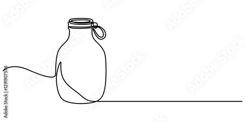 Jar bottle icon line continuous drawing vector. One line jar icon vector background. Bottle icon. Continuous outline of a jar icon, Medicine container, pill bottle, vitamins and supplements jar, pro.