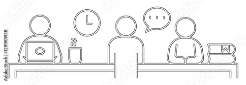 Co-working space graphic background   in line style