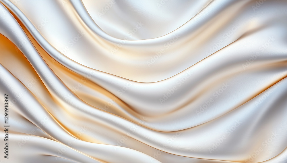 Obraz premium Sleek white satin fabric with smooth curves and gentle waves, creating elegant and luxurious appearance. soft texture and subtle sheen evoke sense of sophistication and comfort