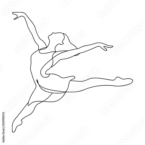 Elegant Ballerina Graceful Dance Pose OneLine Art Drawing