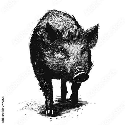 Wild boar minimalist flat illustration, featuring a clean design isolated on a white background.


