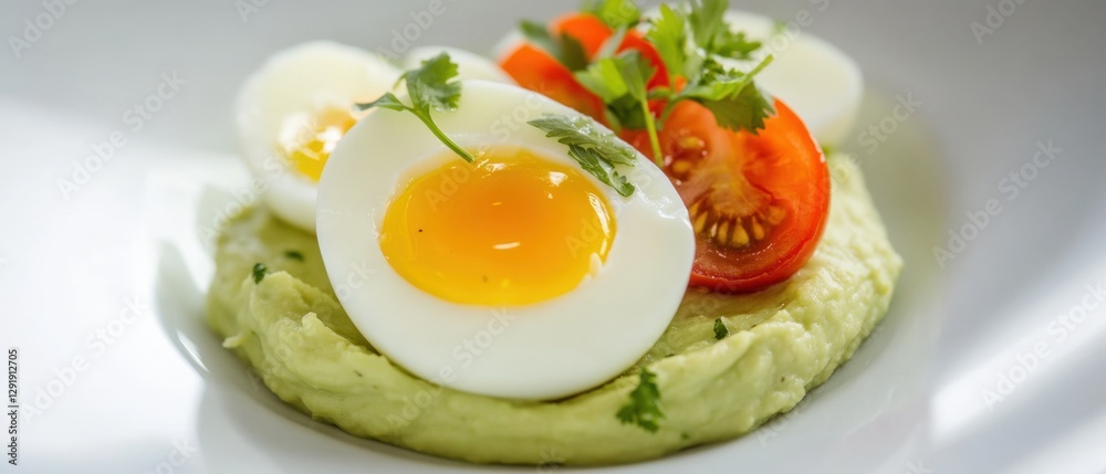eggs with avocado puree and tomato eggs with avocado puree and tomato