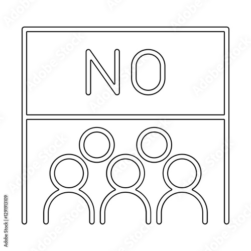 Protestor with banner icon in line style