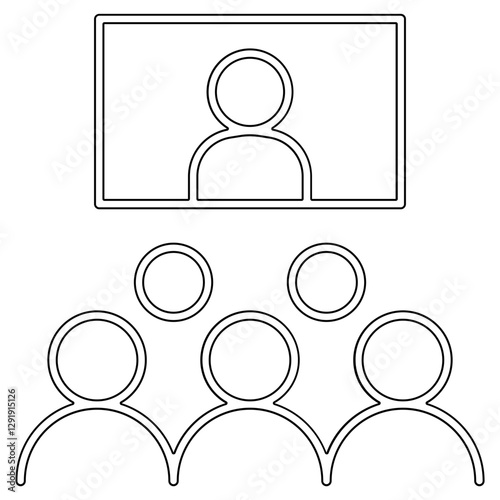 Video conference icon in line style