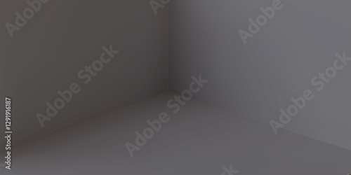 Cube box or corner room cross section in vector realistic 3D. Gray square box cube or room corner for interior template