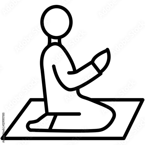  Muslim Man Praying Line Icon