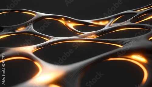 Abstract synthetic muscles woven with luminous nanofibers, pulsating with bioelectric energy in a futuristic sci-fi vision