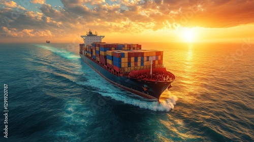 Commercial ship in shipping