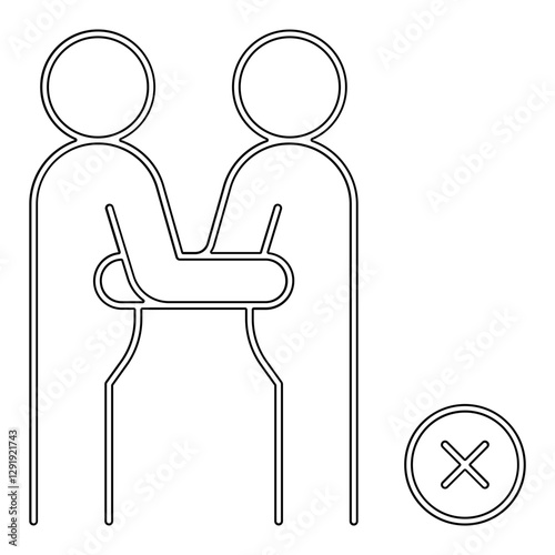 Stop hugging icon in line style