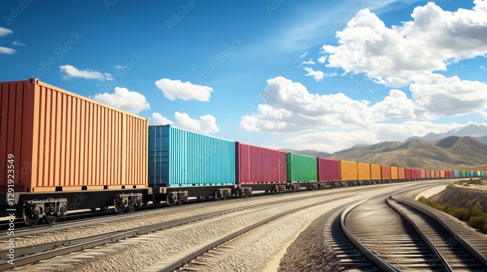 Fototapeta premium Container rail transportation