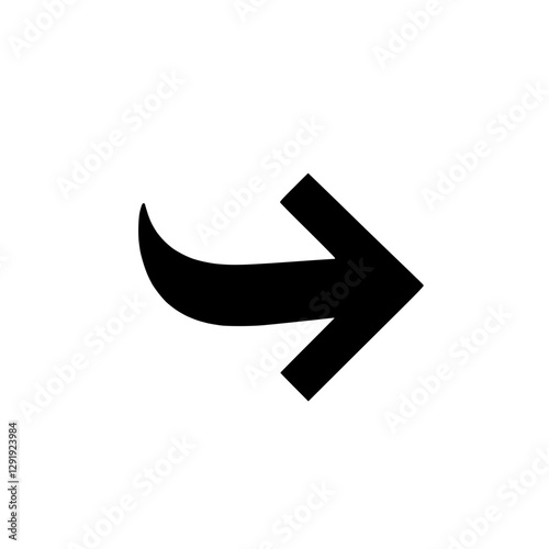 Icon of a rightward arrow with a curved shape, symbolizing movement and direction