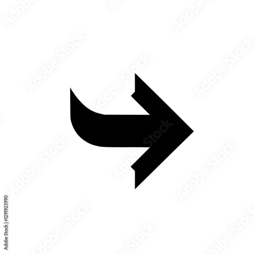 Icon of a right arrow with a curved shape, symbolizing direction and transition