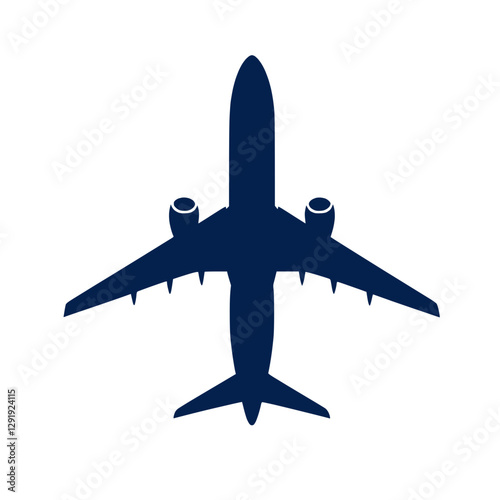 Icon of an airplane viewed from above, symbolizing travel and aviation