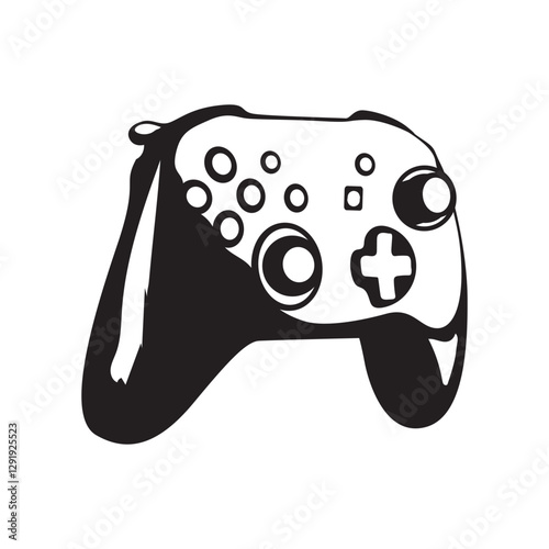 Video Gaming remote silhouette vector. video game icon. video game controller icon. game controller isolated on white. Joystick silhouette vector. 