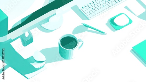 Wallpaper Mural Modern Workplace, Flat Lay, Minimalist Setup Torontodigital.ca