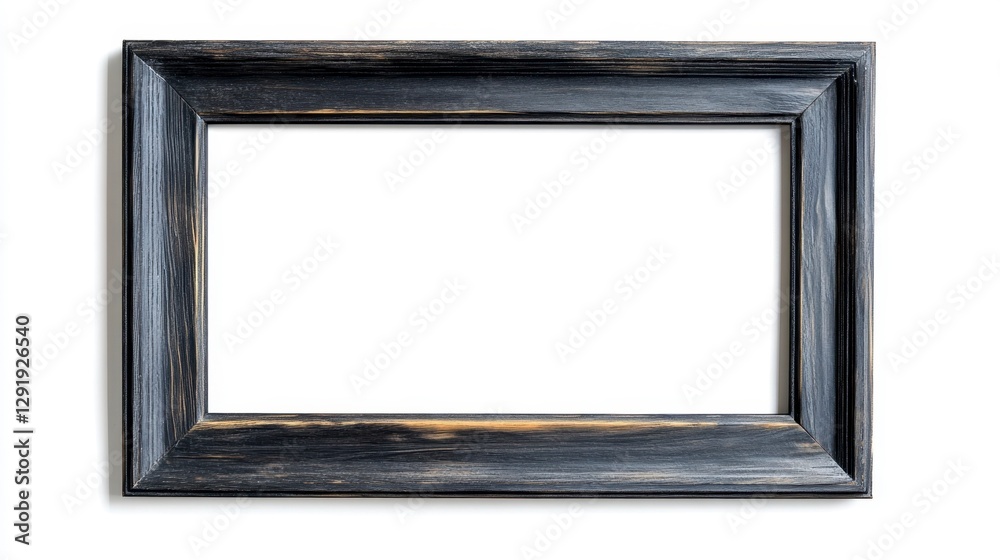 Empty Rustic Black Frame Isolated on White, copy space Empty Rustic Black Frame Isolated on White, copy space