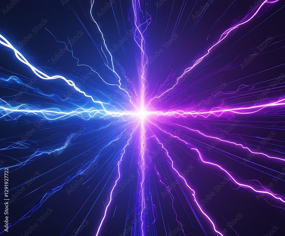 Obraz premium Abstract High-Energy Electric Discharge with Neon Glowing Sparks