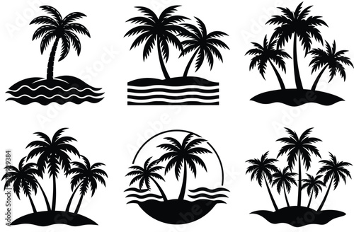 Set of tropical palms vector icon
