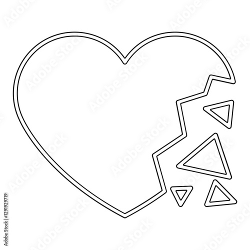 Broken heart icon in line style