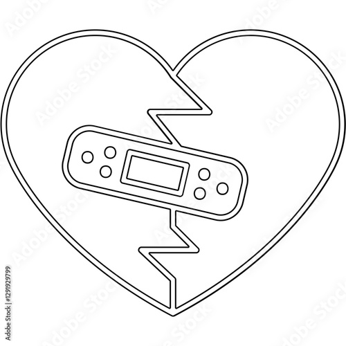 Broken heart icon in line style