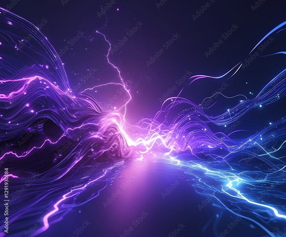 Obraz premium Abstract High-Energy Electric Discharge with Neon Glowing Sparks