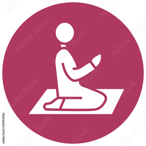  Muslim Man Praying Circle Icon