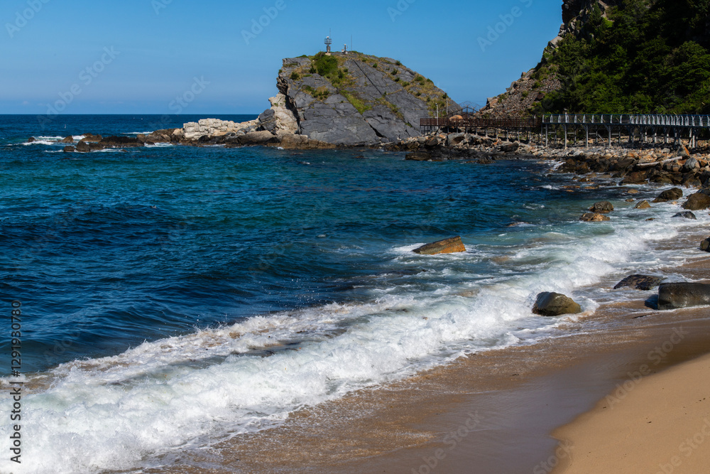 surf and beach with the seaside footpath surf and beach with the seaside footpath