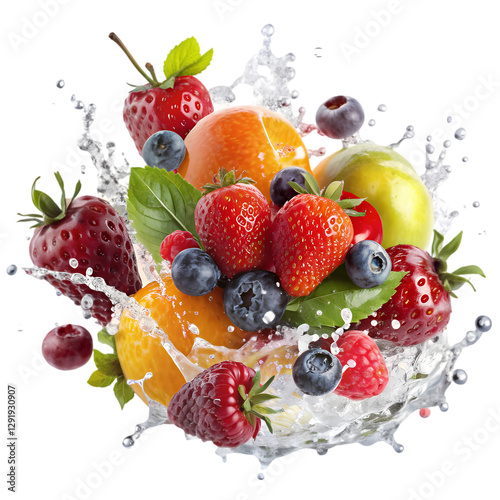 Fresh Fruit Splash! isolated on transparent background