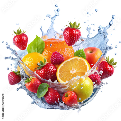 Fresh Fruit Splash: Vibrant Image isolated on transparent background