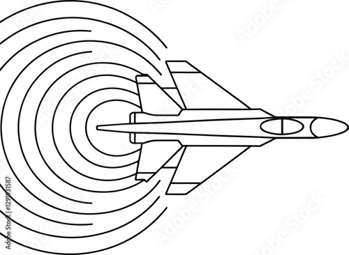 Fighter Jet Silhouette Line Art for Educational Coloring Books