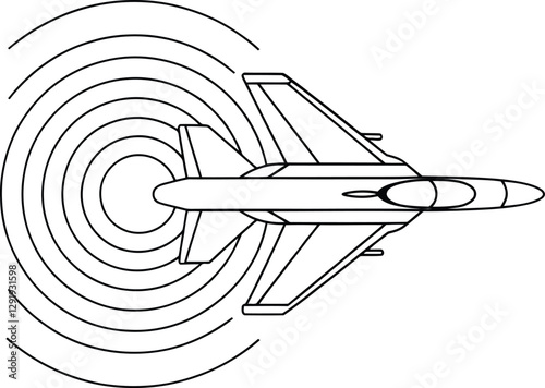 Cartoon Style Jet Fighter Airplane Outline for Kids' Coloring