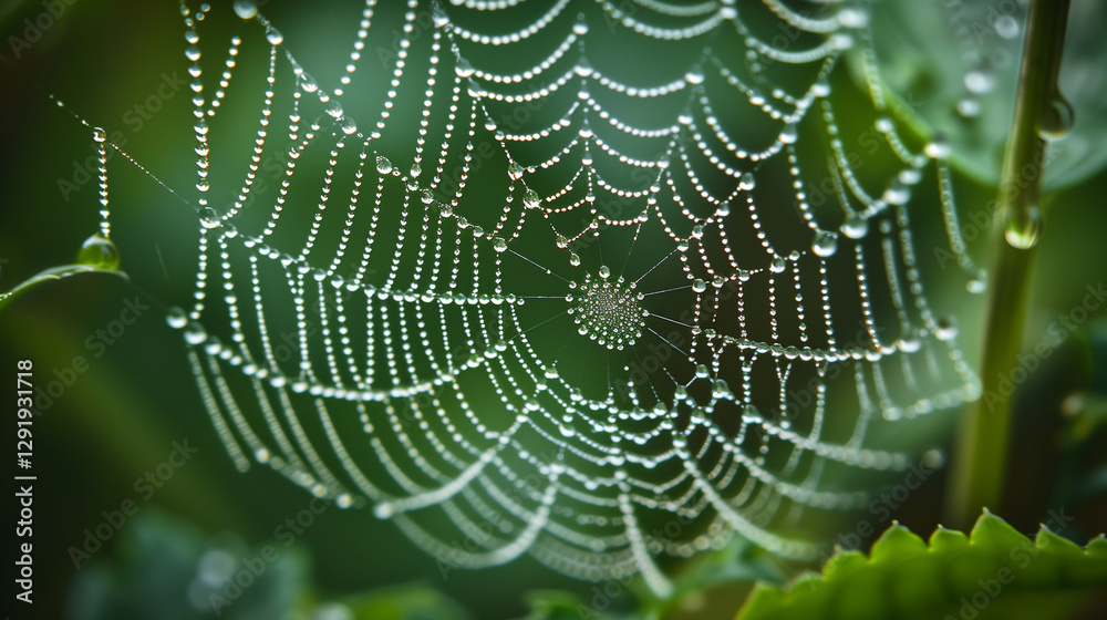spider web with dew drops