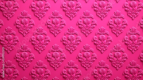 Pink Damask Texture French Luxury Wall - Elegant, luxurious, ornate, textured, pink damask pattern. Symbolizing: sophistication, , beauty, tradition, romance