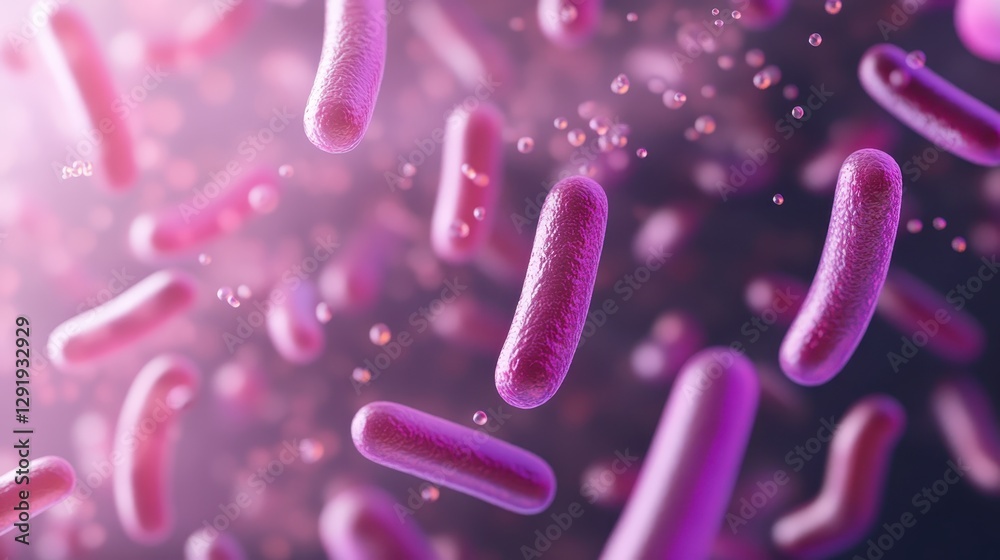 Microscopic view of vibrant bacteria in a soft-lit environment revealing intricate shapes and textures Microscopic view of vibrant bacteria in a soft-lit environment revealing intricate shapes and textures