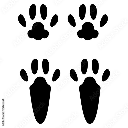 rabbit footprint, Rabbit paws footprints, Bunny pawprints.
