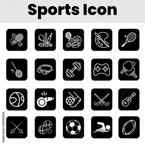 Sports line icons. Containing football,  swimming, bowling, golf, basketball, cloakroom, football, workout, fitness, fitball outline pictogram for healthy activity.Solid vector icons collection. 