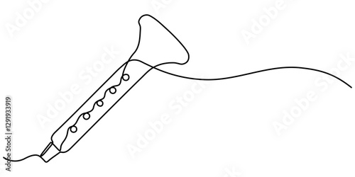 bone continuous line drawing Recorders instrument vector illustration minimalist design single line art, flute drawing continuous one line drawing, Black and white vector illustration of children's. 
