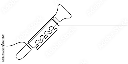 bone continuous line drawing Recorders instrument vector illustration minimalist design single line art, flute drawing continuous one line drawing, Black and white vector illustration of children's. 