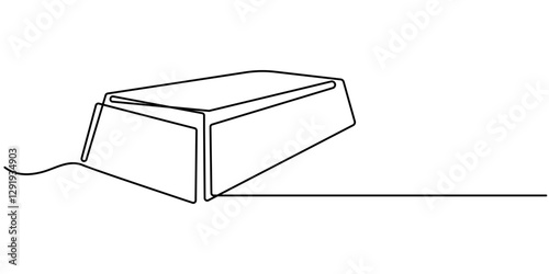 Golden bar or bullion continuous one line drawing vector illustration. Saving or storage of finances, money, capital, gold. 