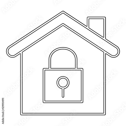 Home security icon in line style