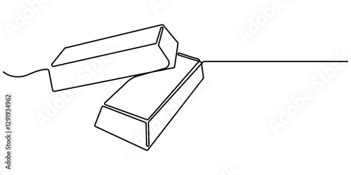 Golden bar or bullion continuous one line drawing vector illustration. Saving or storage of finances, money, capital, gold. 