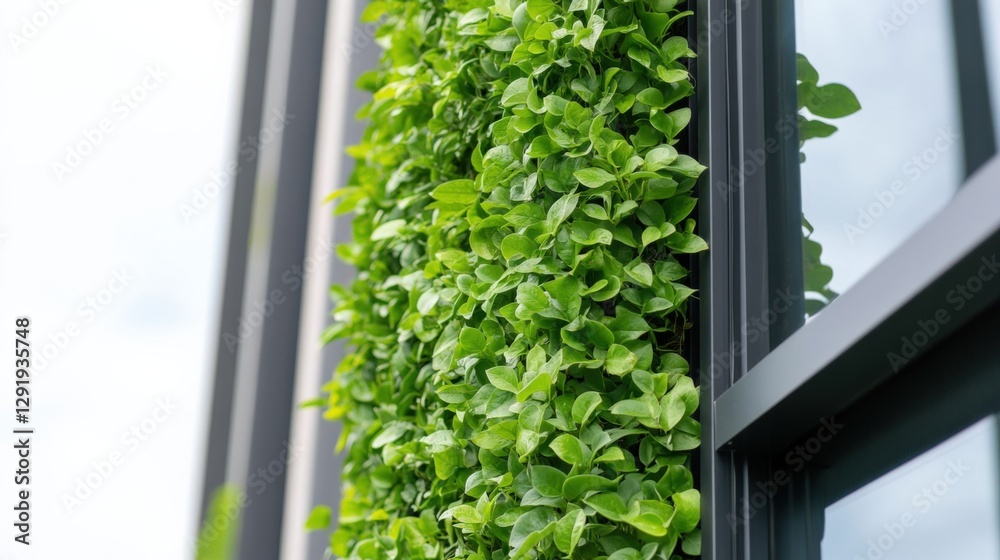 Green Wall Beside Window on Modern Building. Green Wall Beside Window on Modern Building.
