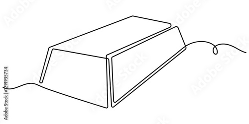 Golden bar or bullion continuous one line drawing vector illustration. Saving or storage of finances, money, capital, gold. 