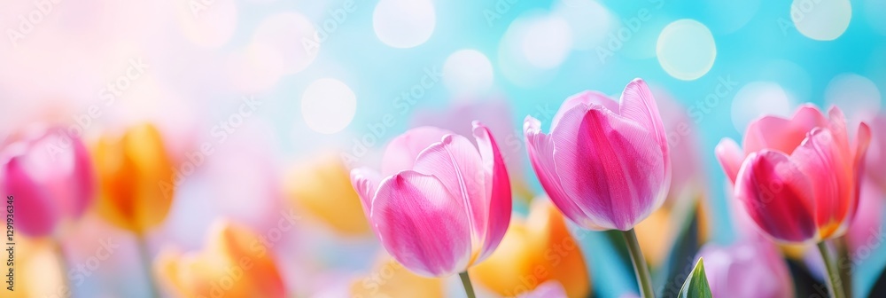 Fototapeta premium Spring Tulips in a Vibrant Field - A breathtaking springtime scene, symbolizing beauty, renewal, hope